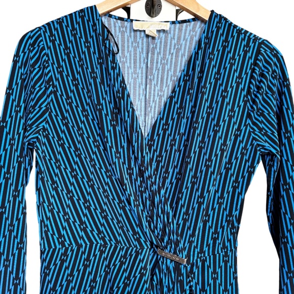 MICHAEL Michael Kors | Women's Blue Design Wrap Dress - Picture 3 of 10
